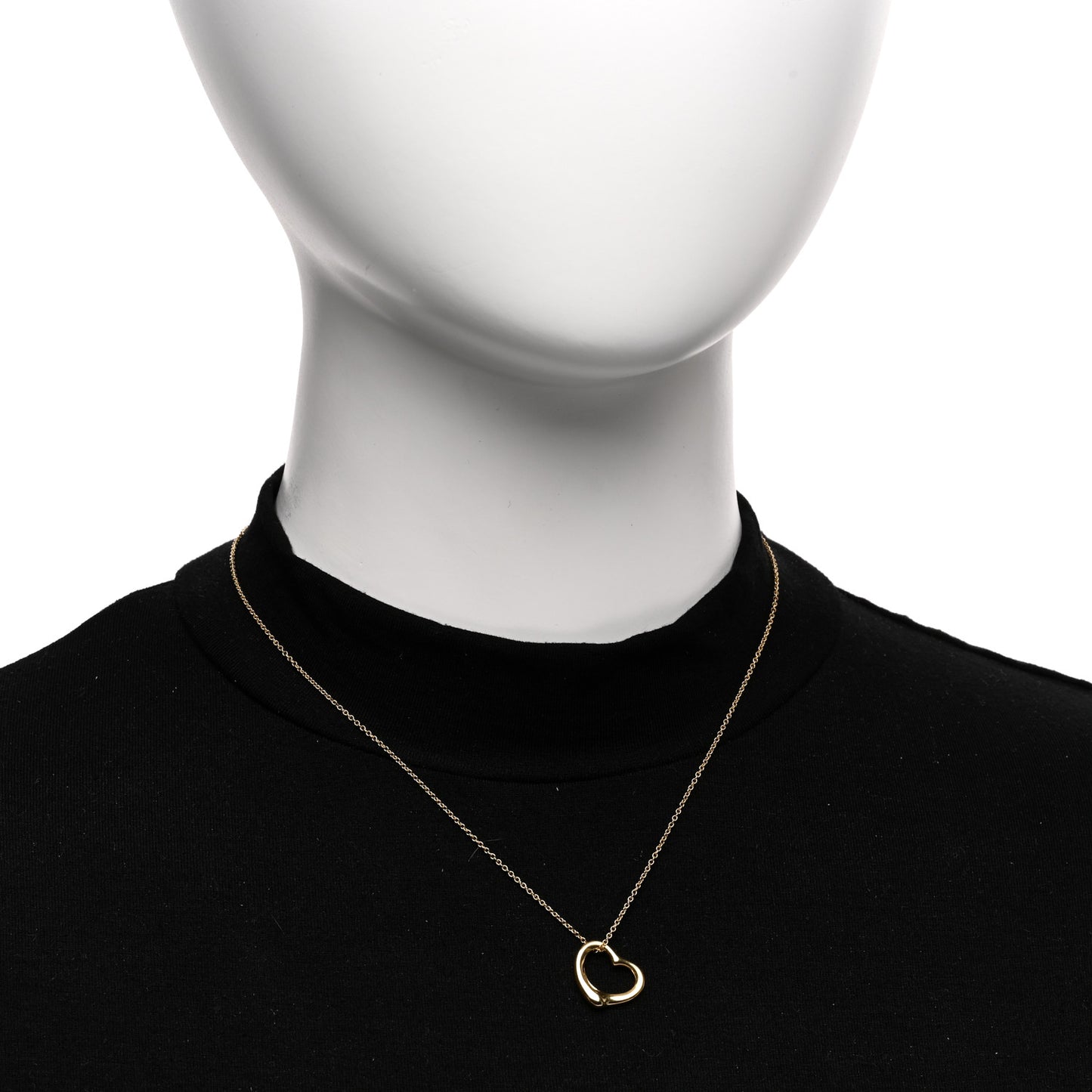 18K Yellow Gold 14mm Elsa Peretti Open Heart Pendant Necklace