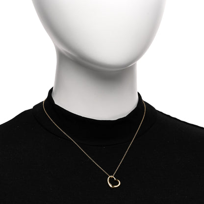 Tiffany 18K Yellow Gold 14mm Elsa Peretti Open Heart Pendant Necklace 2 of 4
