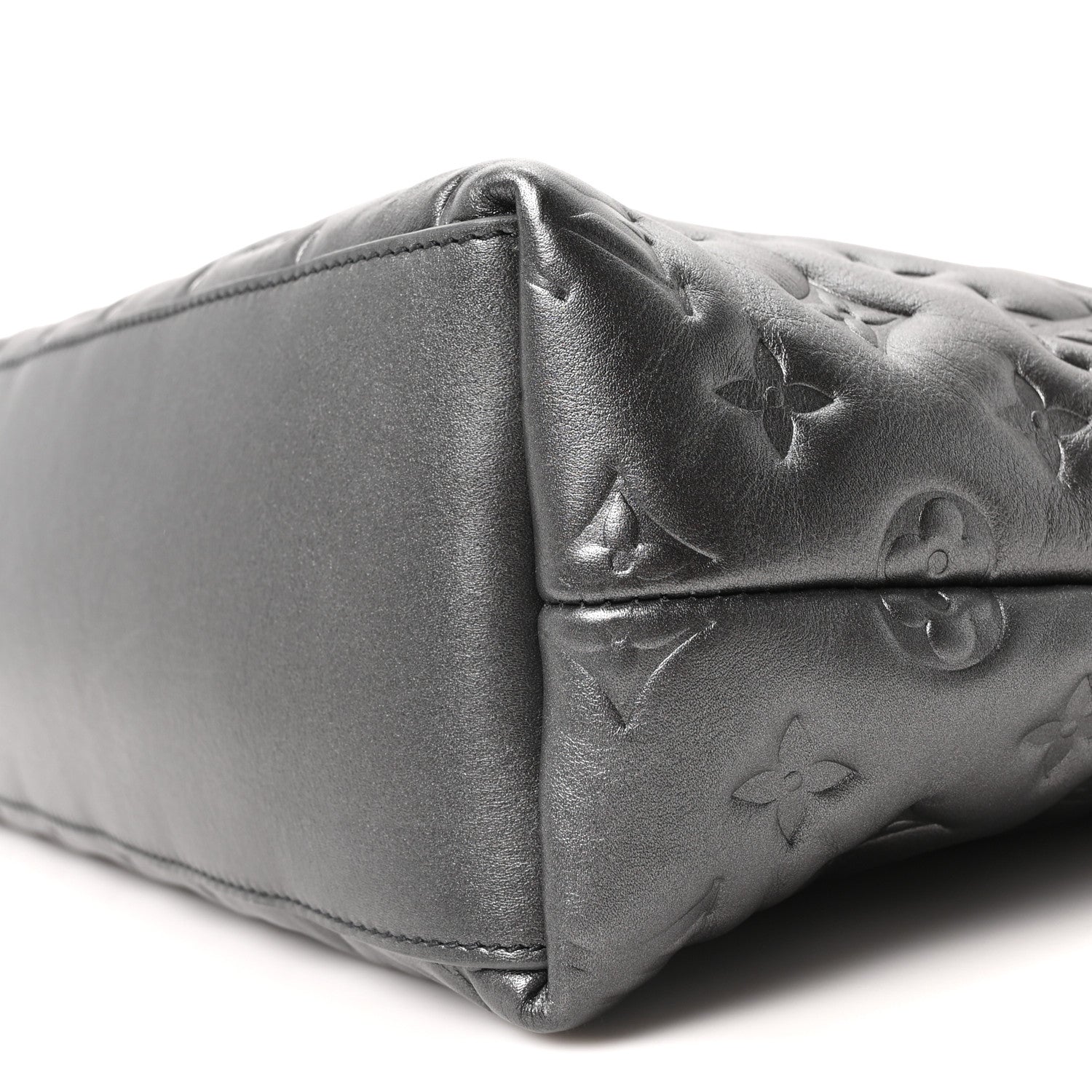 Louis Vuitton Calfskin Embossed Monogram Coussin Hobo MM Gunmetal Gray 10 of 10