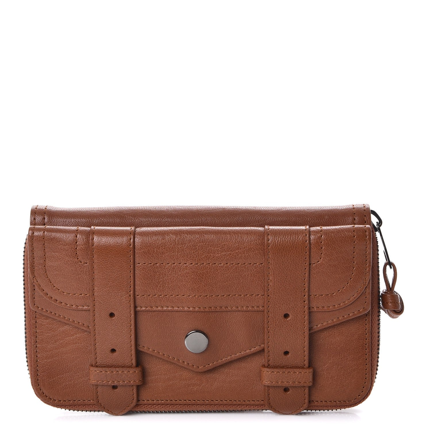 Proenza Schouler Lambskin PS1 Large Zip Around Wallet Saddle 1 of 7