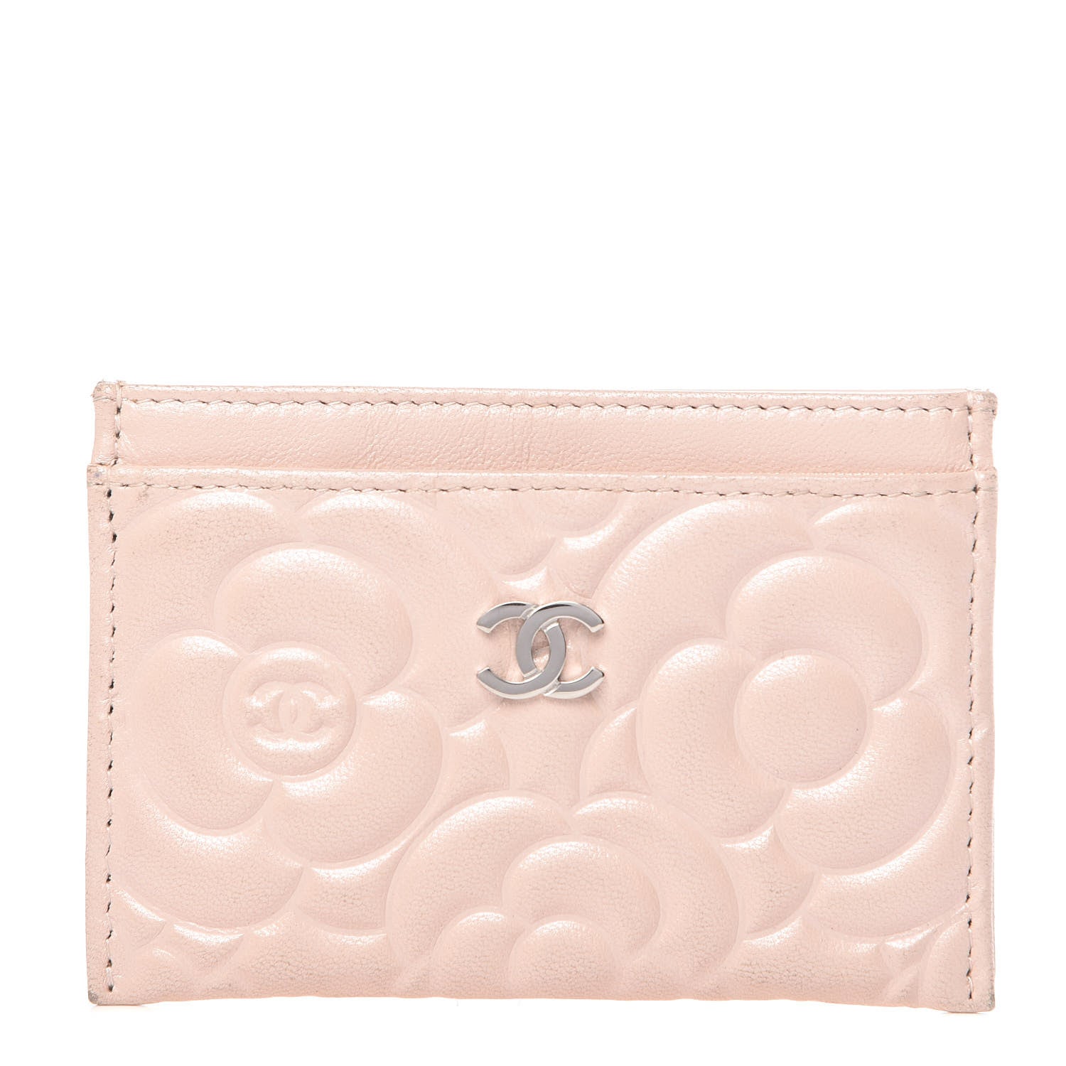 Chanel Lambskin Camellia Embossed Card Holder Pink 1 of 10