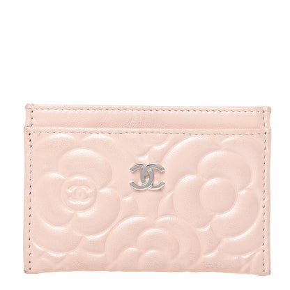 Chanel Lambskin Camellia Embossed Card Holder Pink 1 of 10