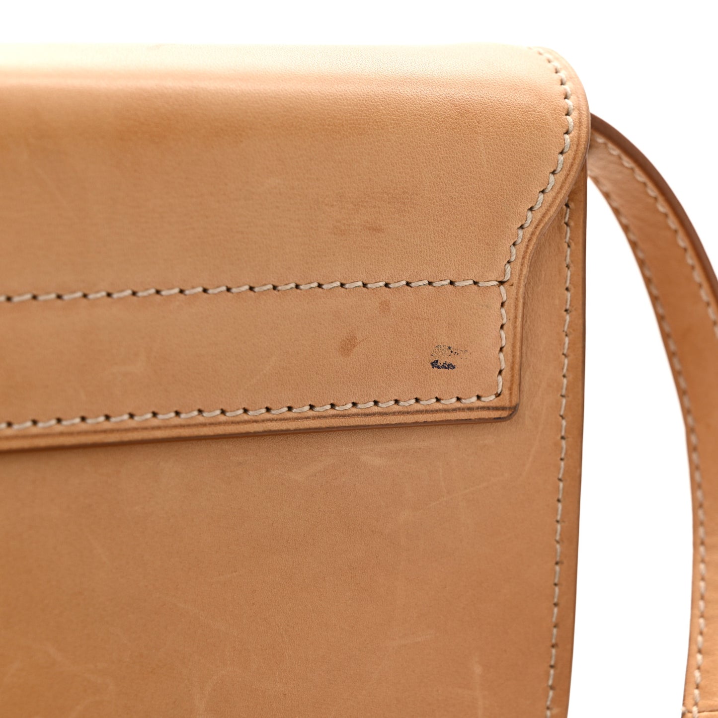 Smooth Vintage Calfskin Small Kaia Satchel Brown Gold
