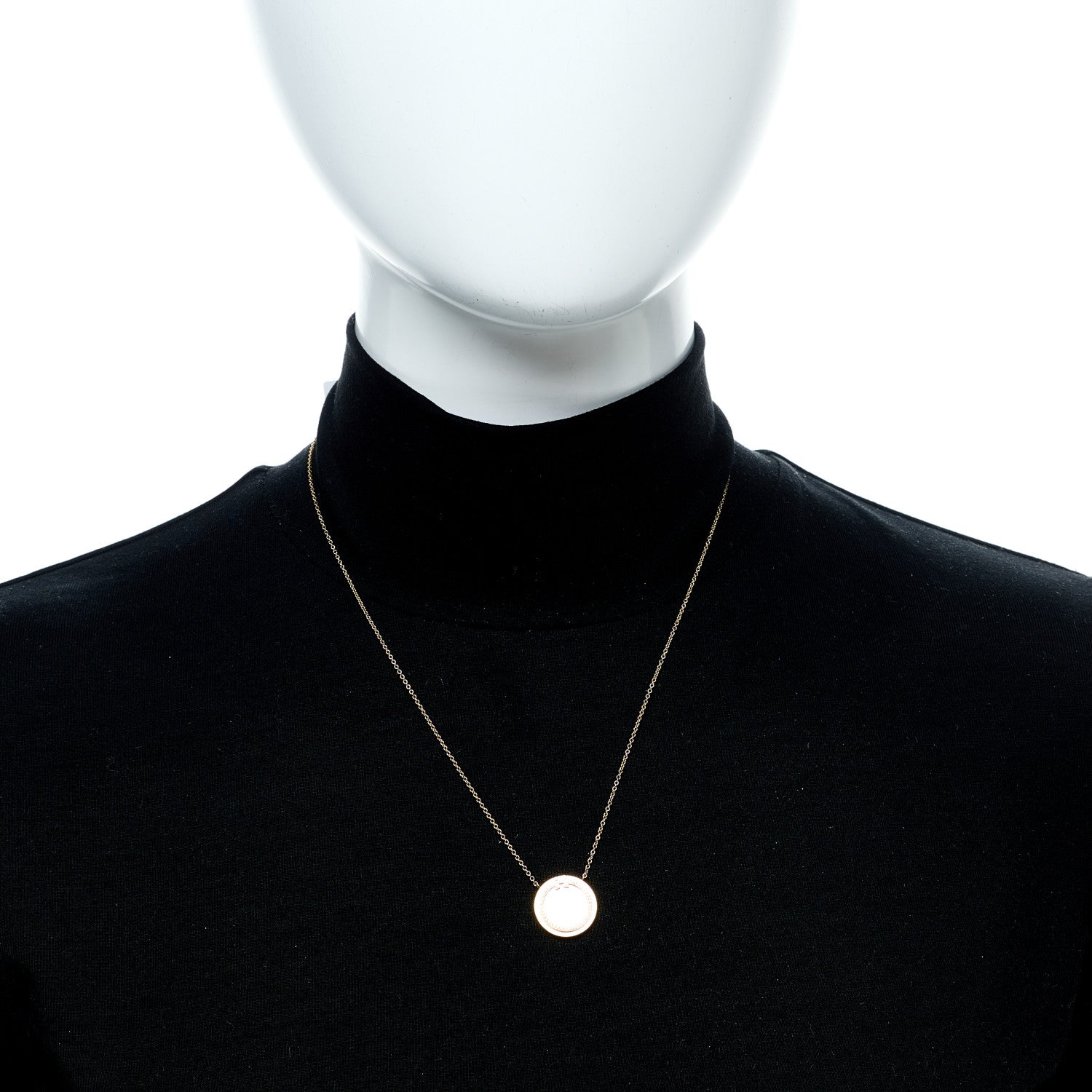 Tiffany 18K Yellow Gold Diamond Mother of Pearl T Circle Pendant Necklace 2 of 6