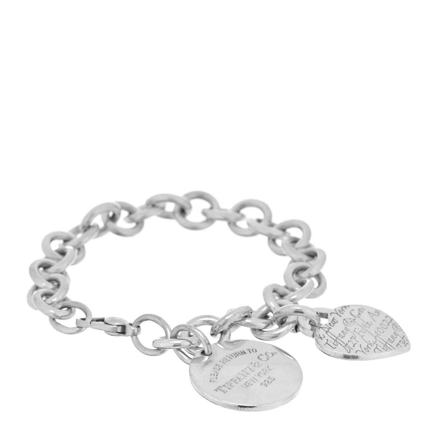 Sterling Silver Return to Tiffany Round Tag Notes Heart Tag Charm Bracelet