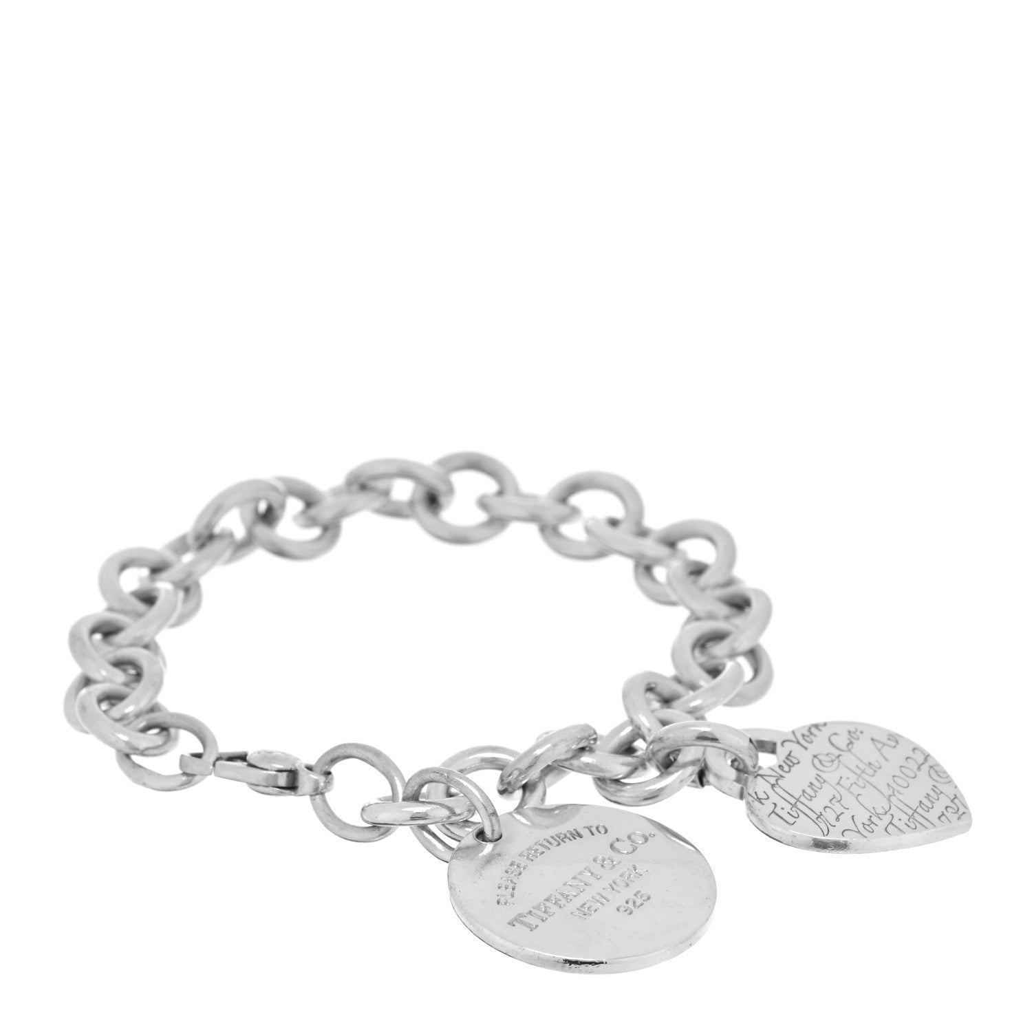 Tiffany Sterling Silver Return to Tiffany Round Tag Notes Heart Tag Charm Bracelet 1 of 3