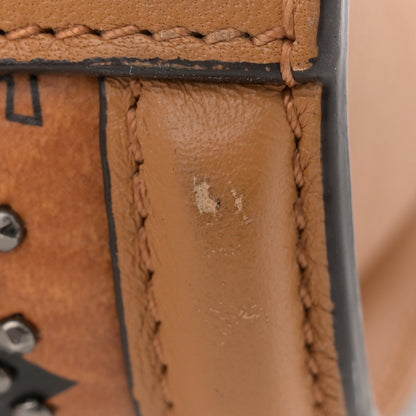 MCM Visetos Calfskin Studded Boston Bag Cognac 11 of 11