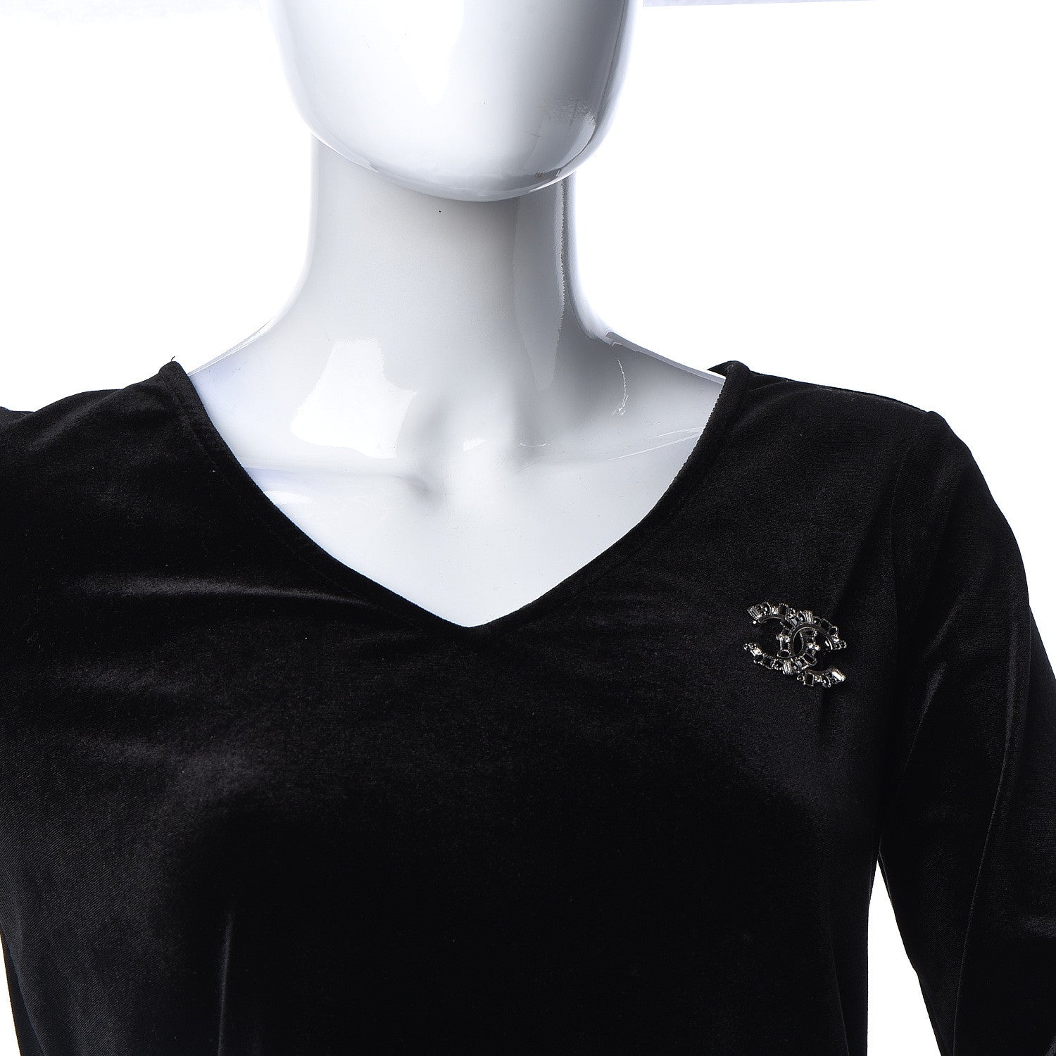Chanel Baguette Crystal CC Brooch Black Silver 2 of 5