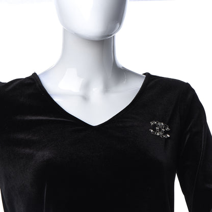 Chanel Baguette Crystal CC Brooch Black Silver 2 of 5