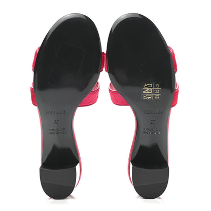 Hermes Horse Hair Oasis Sandals 37 Rose Fuchsia 5 of 9