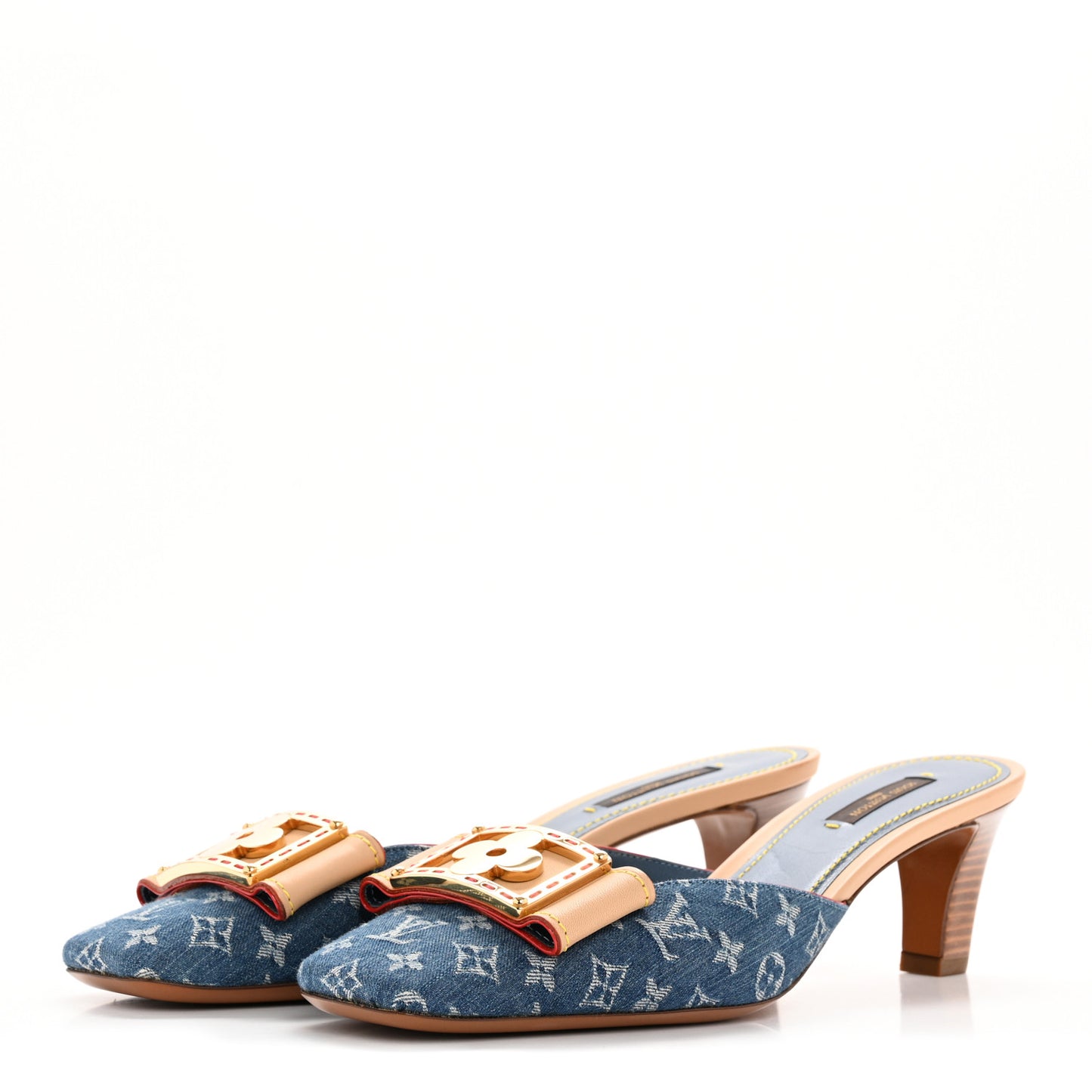 Denim Monogram Ginger Mules Natural