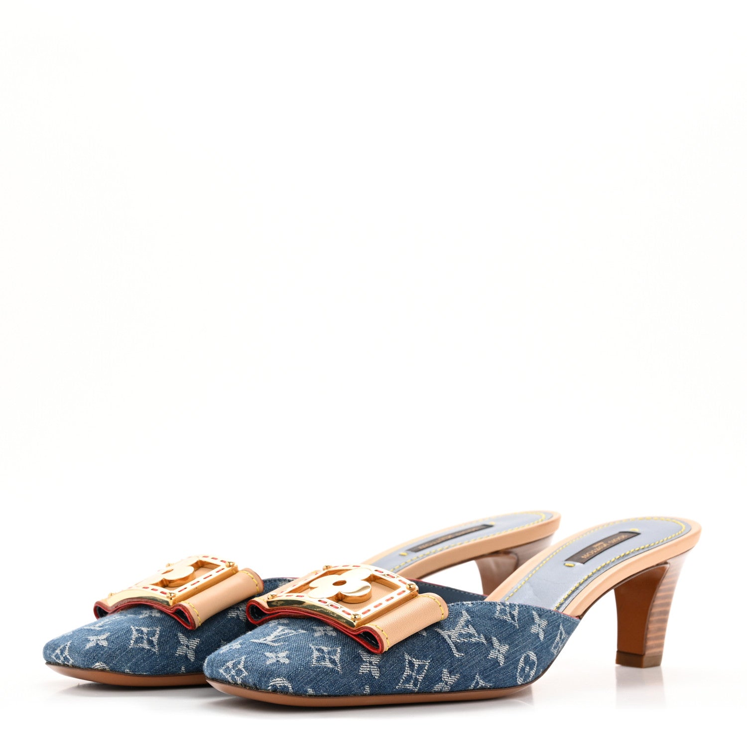 Louis Vuitton Denim Monogram Ginger Mules Natural 4 of 10