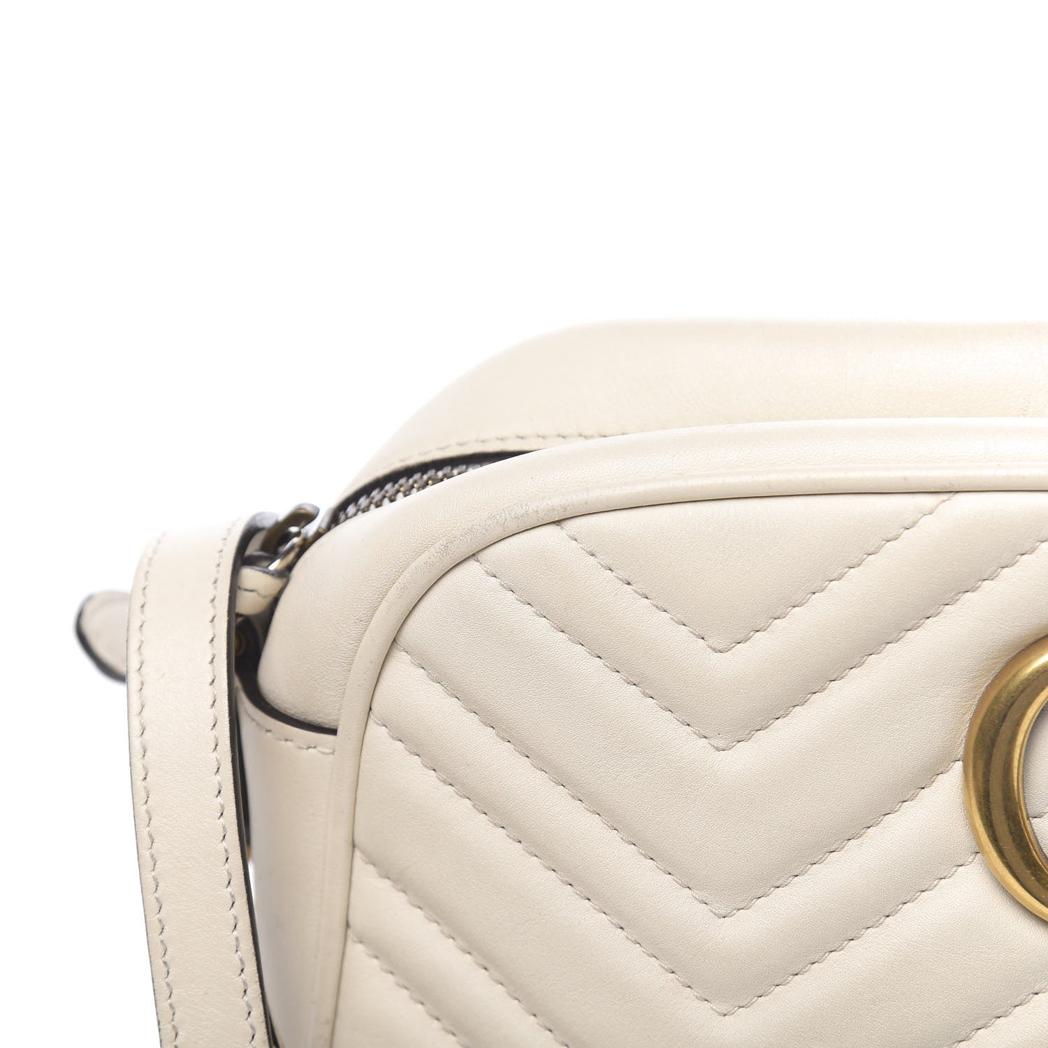 Gucci Calfskin Matelasse Small GG Marmont Chain Shoulder Bag White 10 of 19