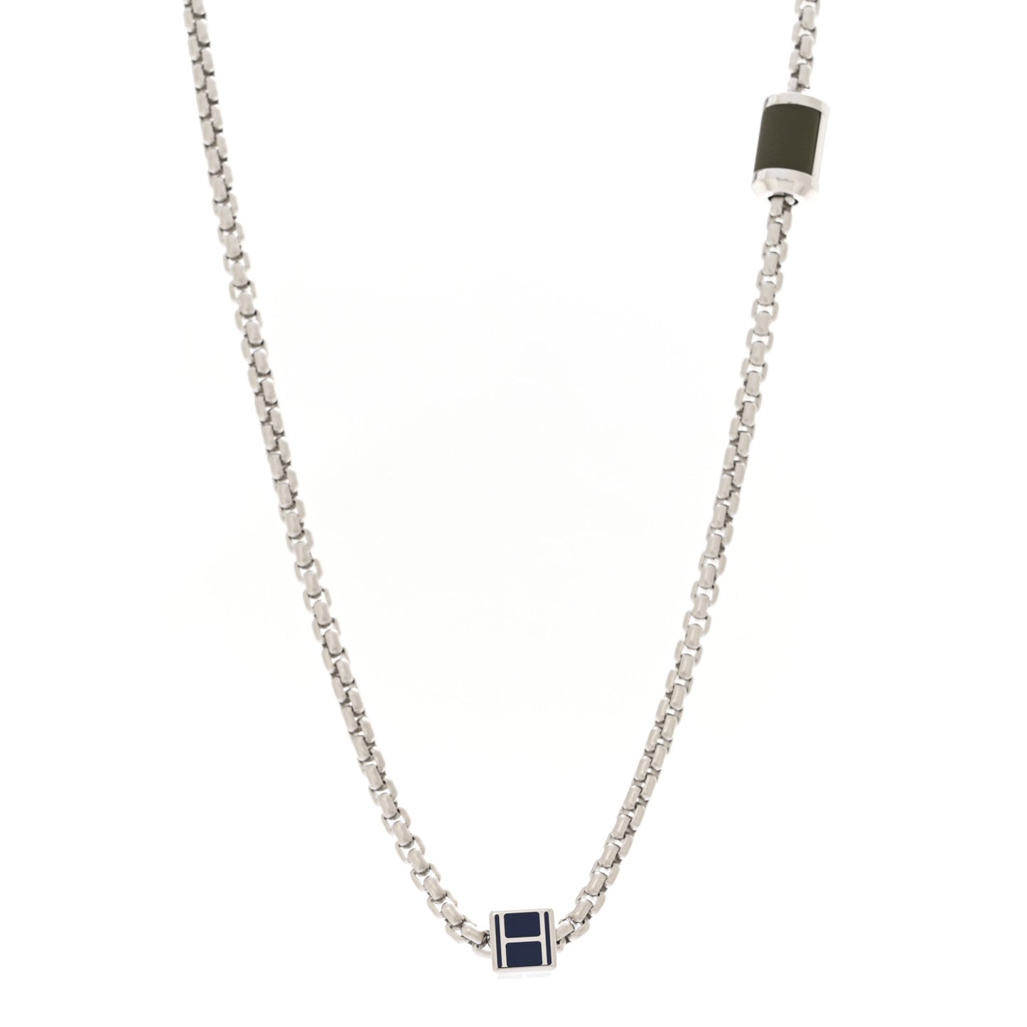 Palladium Buffalo Horn Swift Meli-Melo Necklace Vert Veronese Bleu Saphir