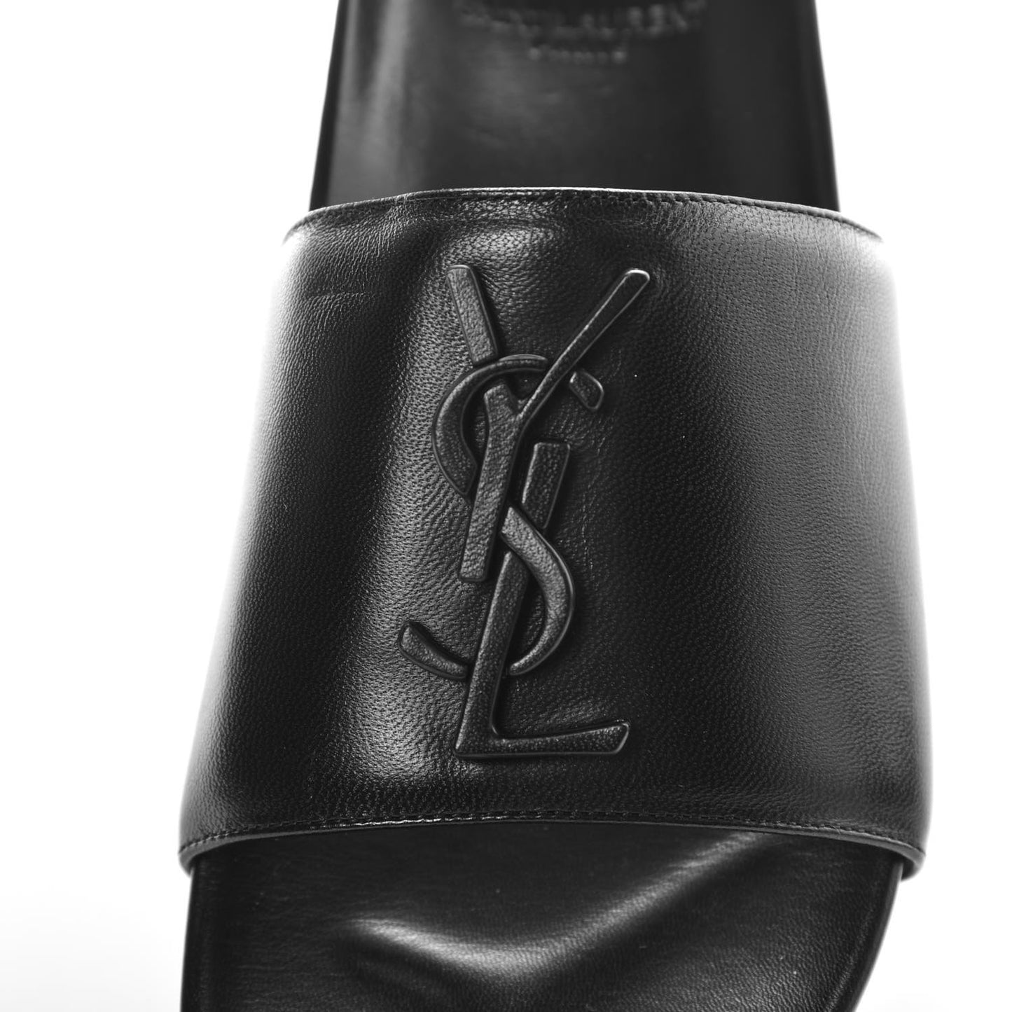 Calfskin Monogram Joan Slide Sandals 35.5 Black