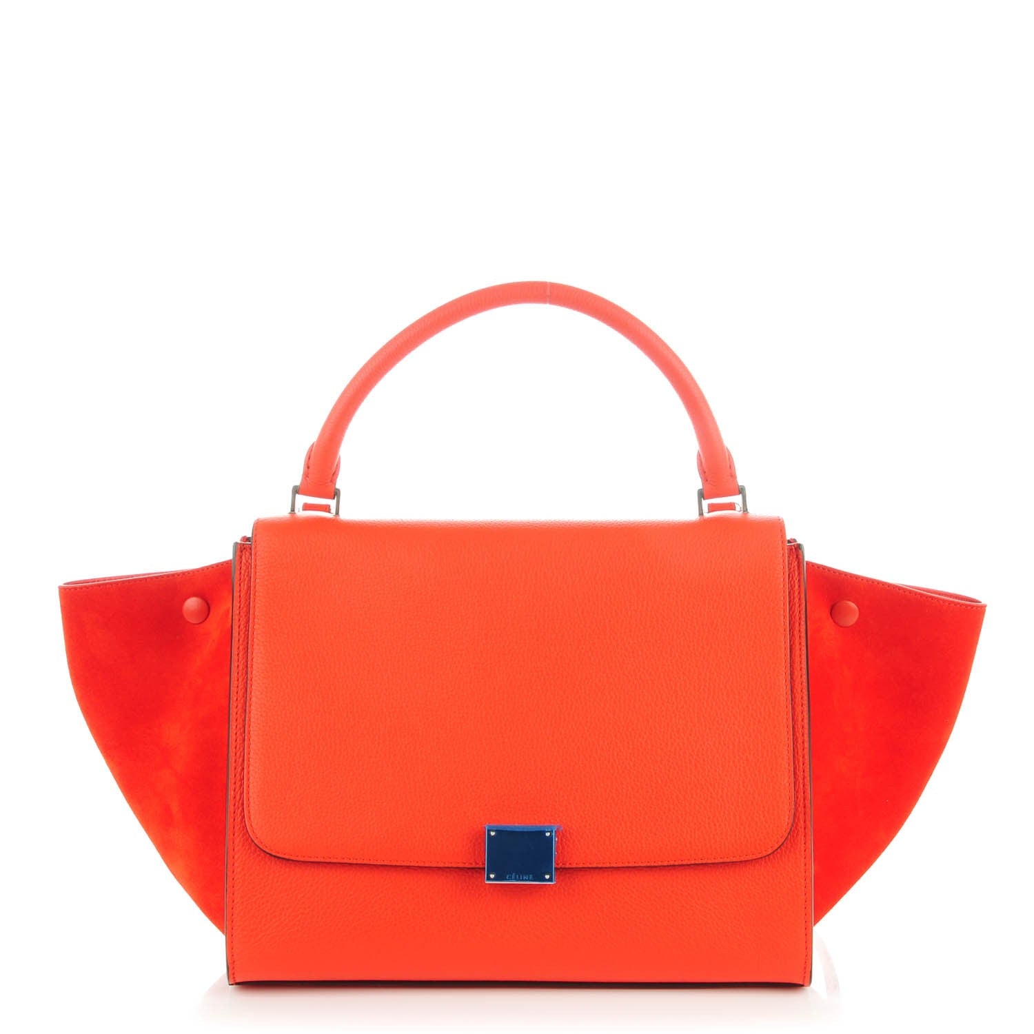 Celine Drummed Calfskin Suede Medium Trapeze Vermillion 1 of 7