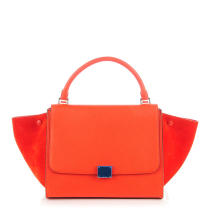 Celine Drummed Calfskin Suede Medium Trapeze Vermillion 1 of 7