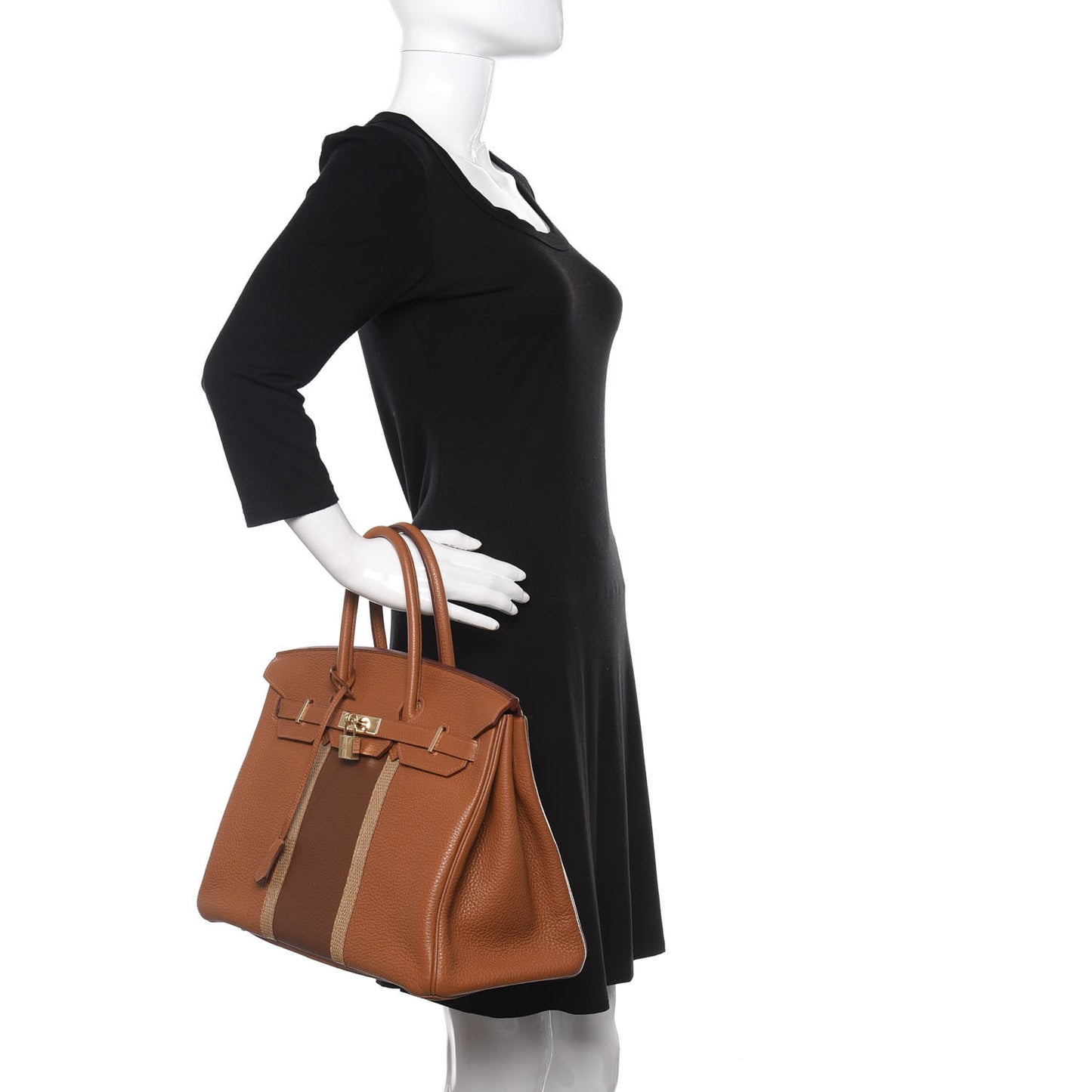 Taurillon Clemence Lizard Club Birkin 35 Gold Marron D'Inde