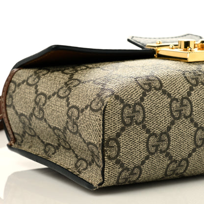 Gucci GG Supreme Monogram Calfskin Mini Padlock Top Handle Shoulder Bag Beige Black Cuir 9 of 12