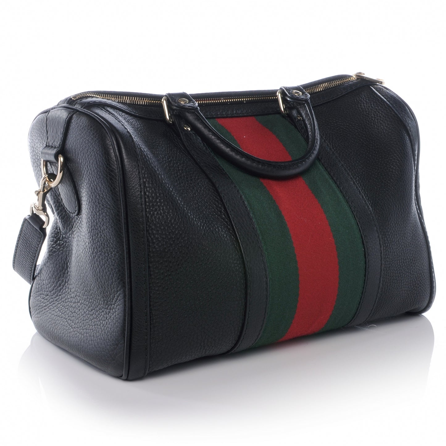 Leather Vintage Web Medium Boston Black