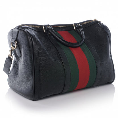 Gucci Leather Vintage Web Medium Boston Black 3 of 7