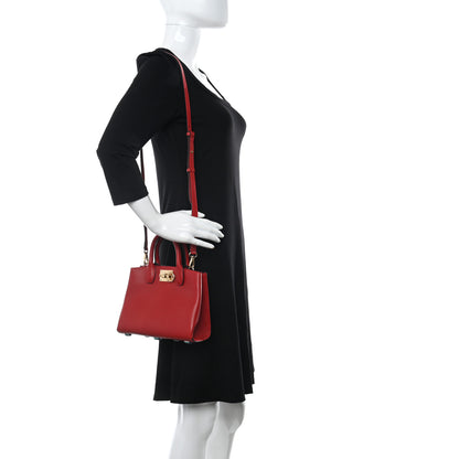 Salvatore Ferragamo Calfskin Small Studio Box Bag Red 2 of 10