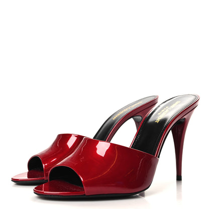 Saint Laurent Vernice Gloss La 16 95 Mule Sandals 39.5 Tibet Red 3 of 9