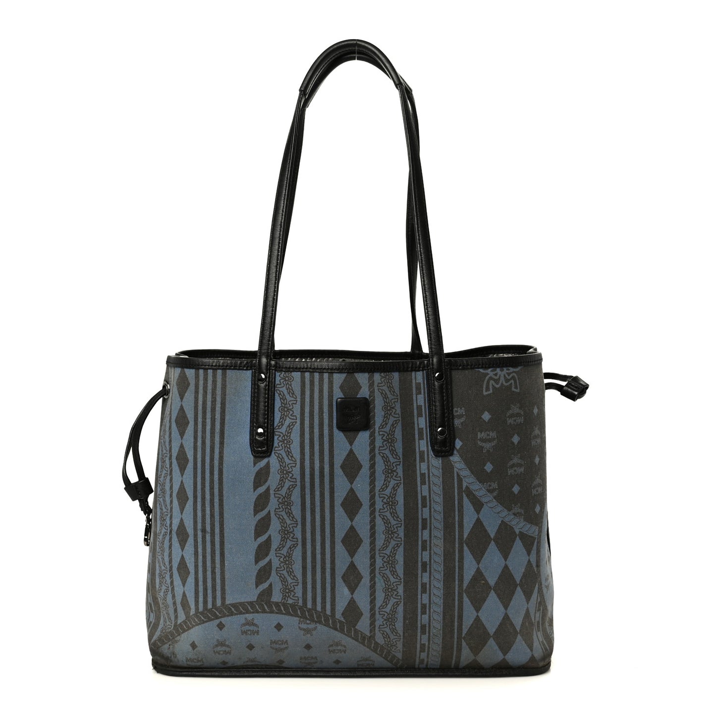 Metallic Visetos Medium Reversible Shopper Tote Silver Black