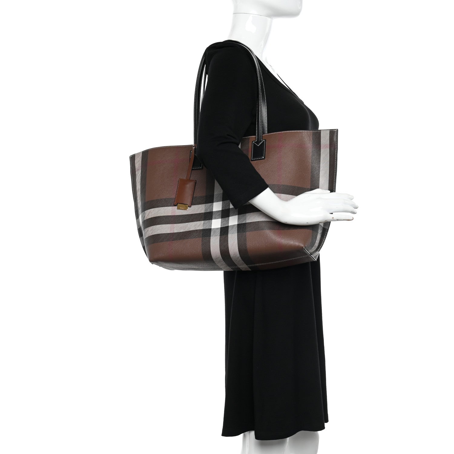 Burberry E-Canvas Check Medium Soft TB Tote Dark Birch Brown 2 of 10
