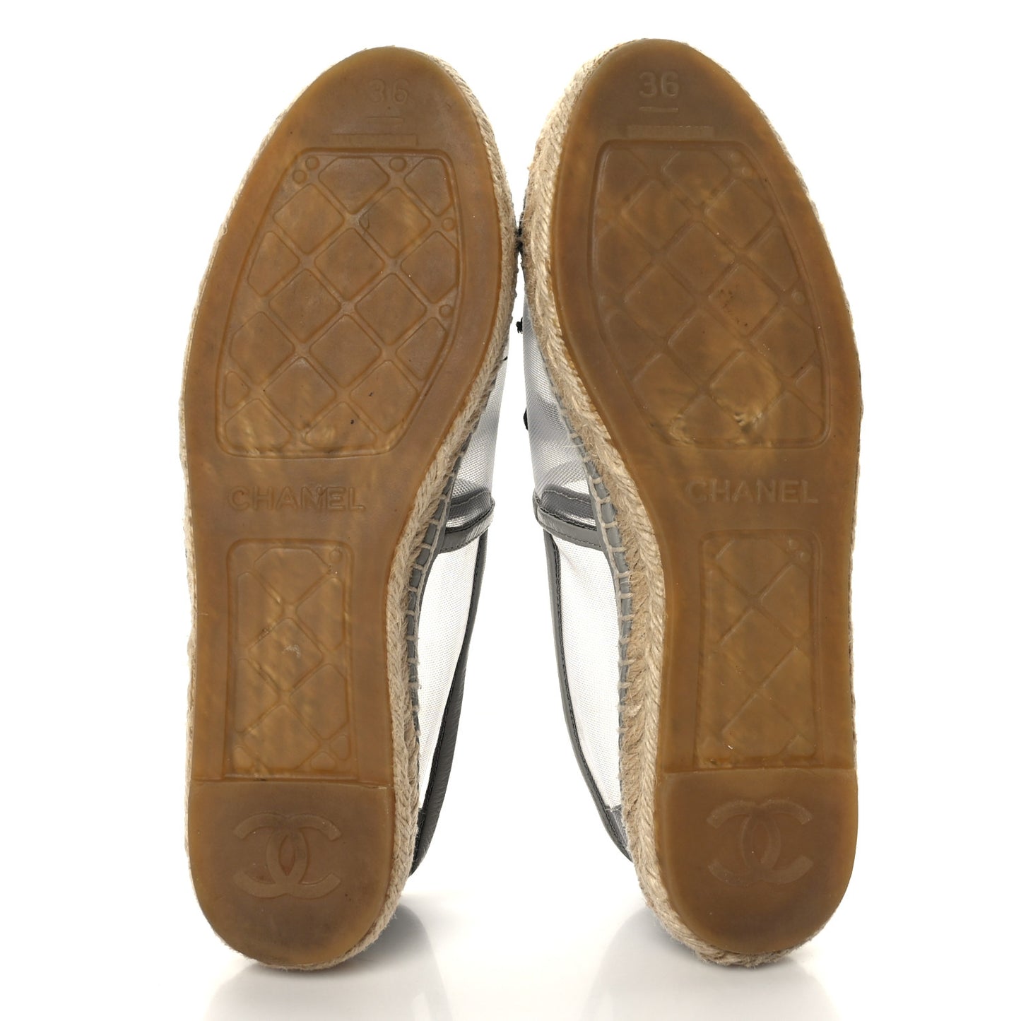 Mesh Grosgrain CC Espadrilles 36 Grey