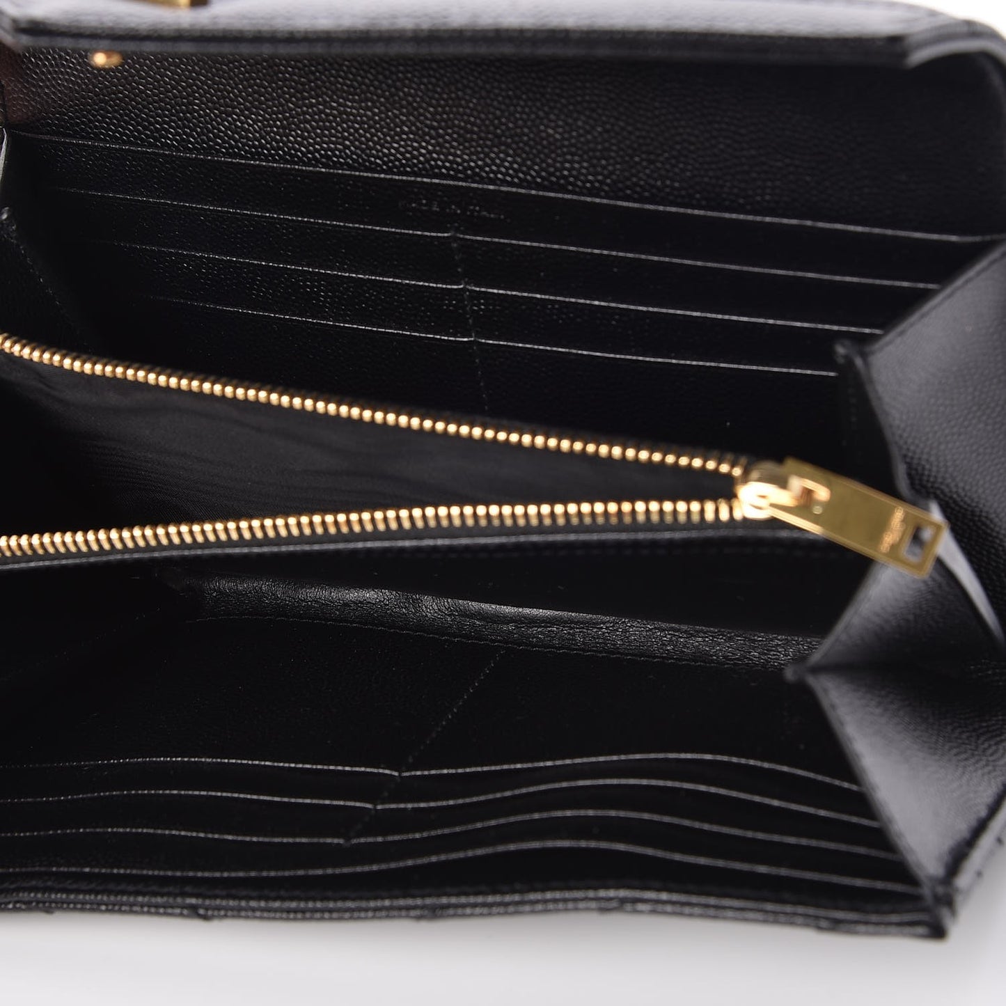 Grain De Poudre Matelasse Chevron Monogram Flap Wallet Black