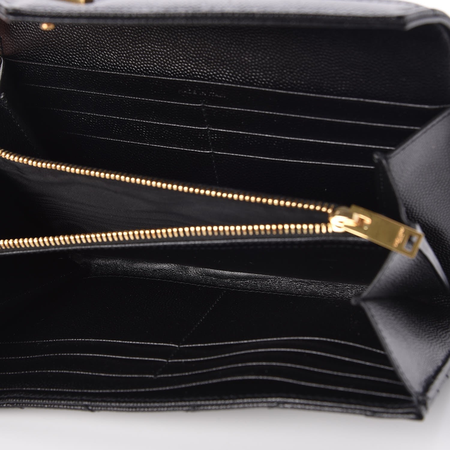 Saint Laurent Grain De Poudre Matelasse Chevron Monogram Flap Wallet Black 5 of 9