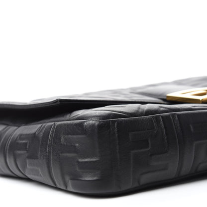 Fendi Nappa FF 1974 Embossed Large Baguette Black 6 of 10