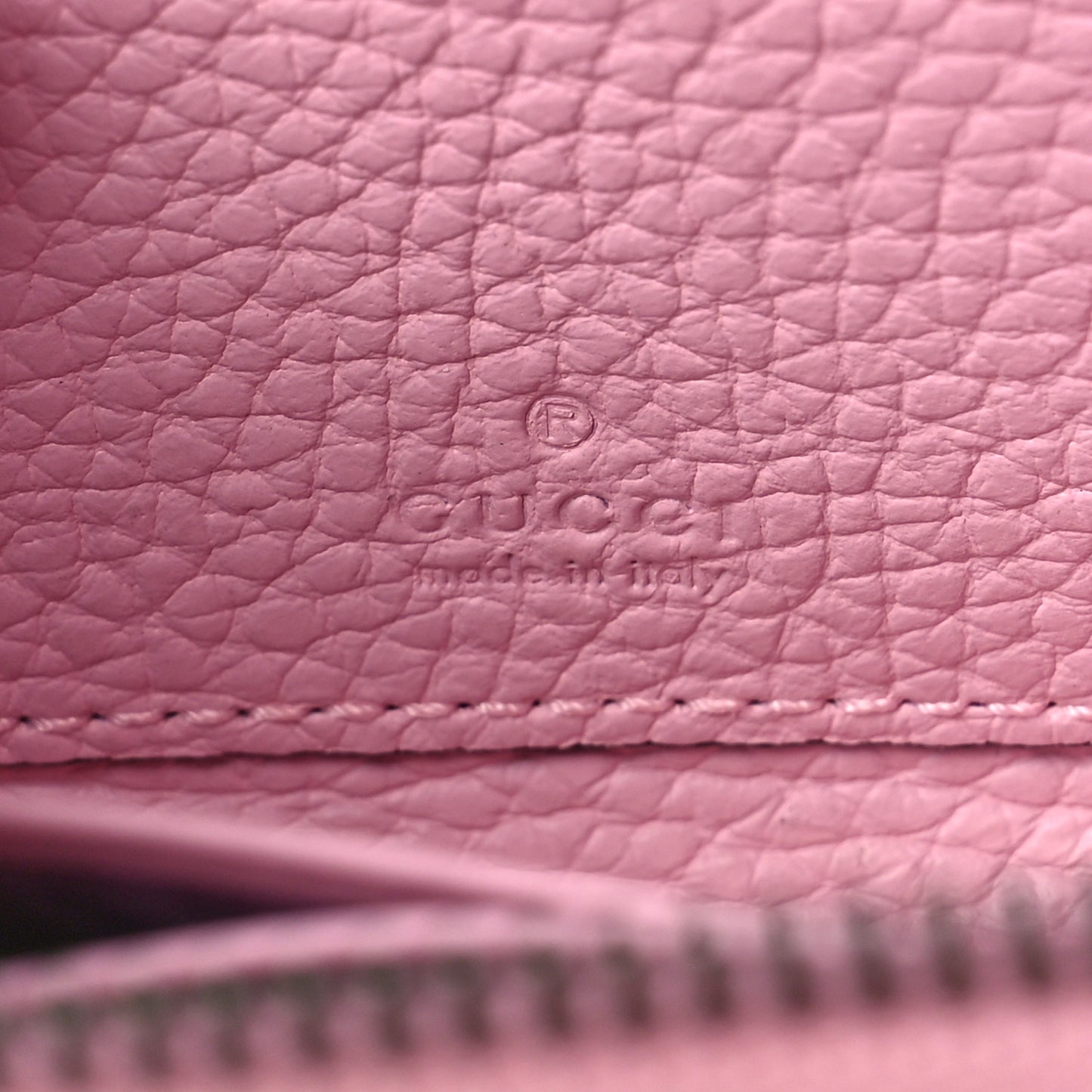 Piuma Calfskin Bamboo Double G Zip Card Case Sugar Pink