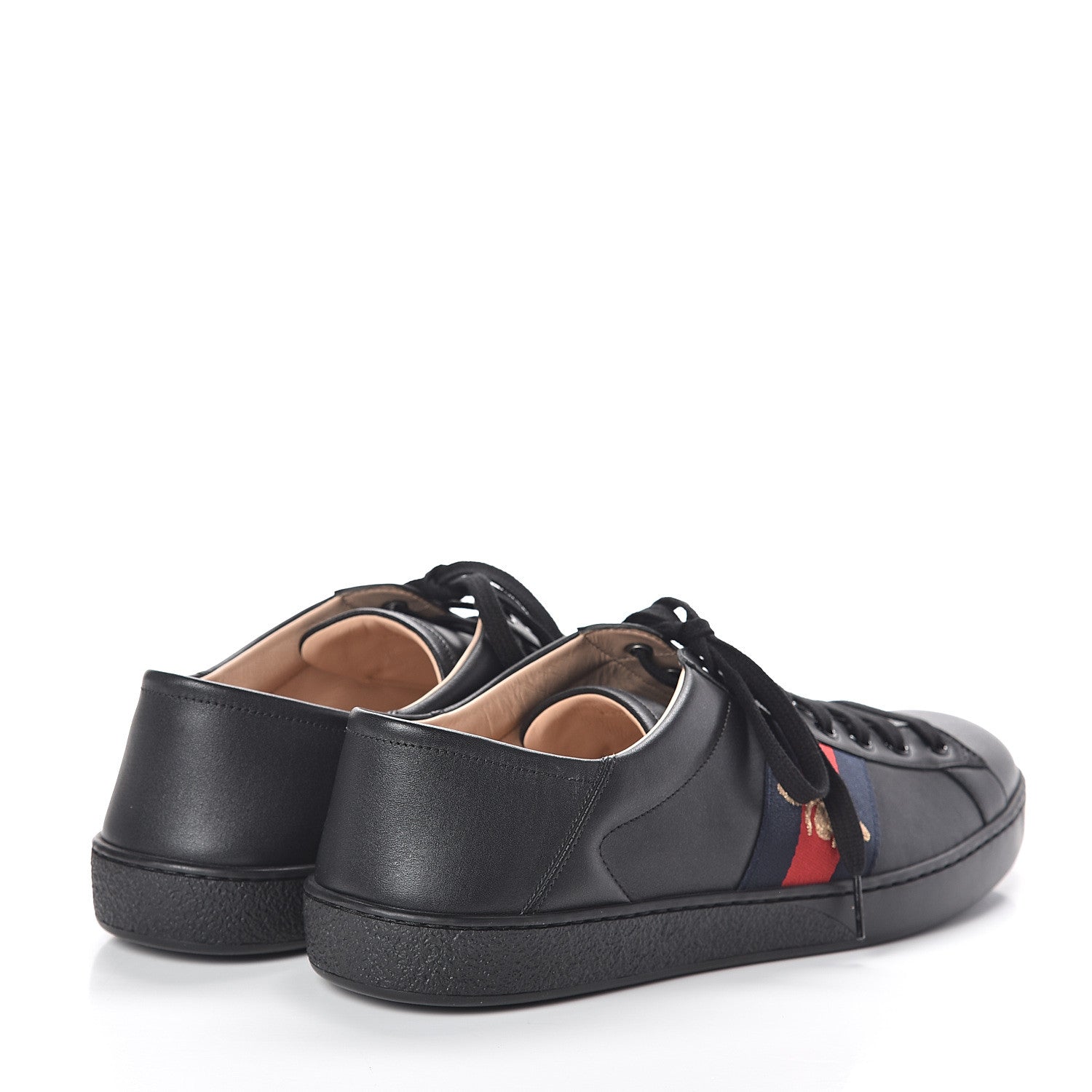 Gucci Calfskin Bee Embroidered Mens Ace Sneakers 12.5 Black 4 of 7