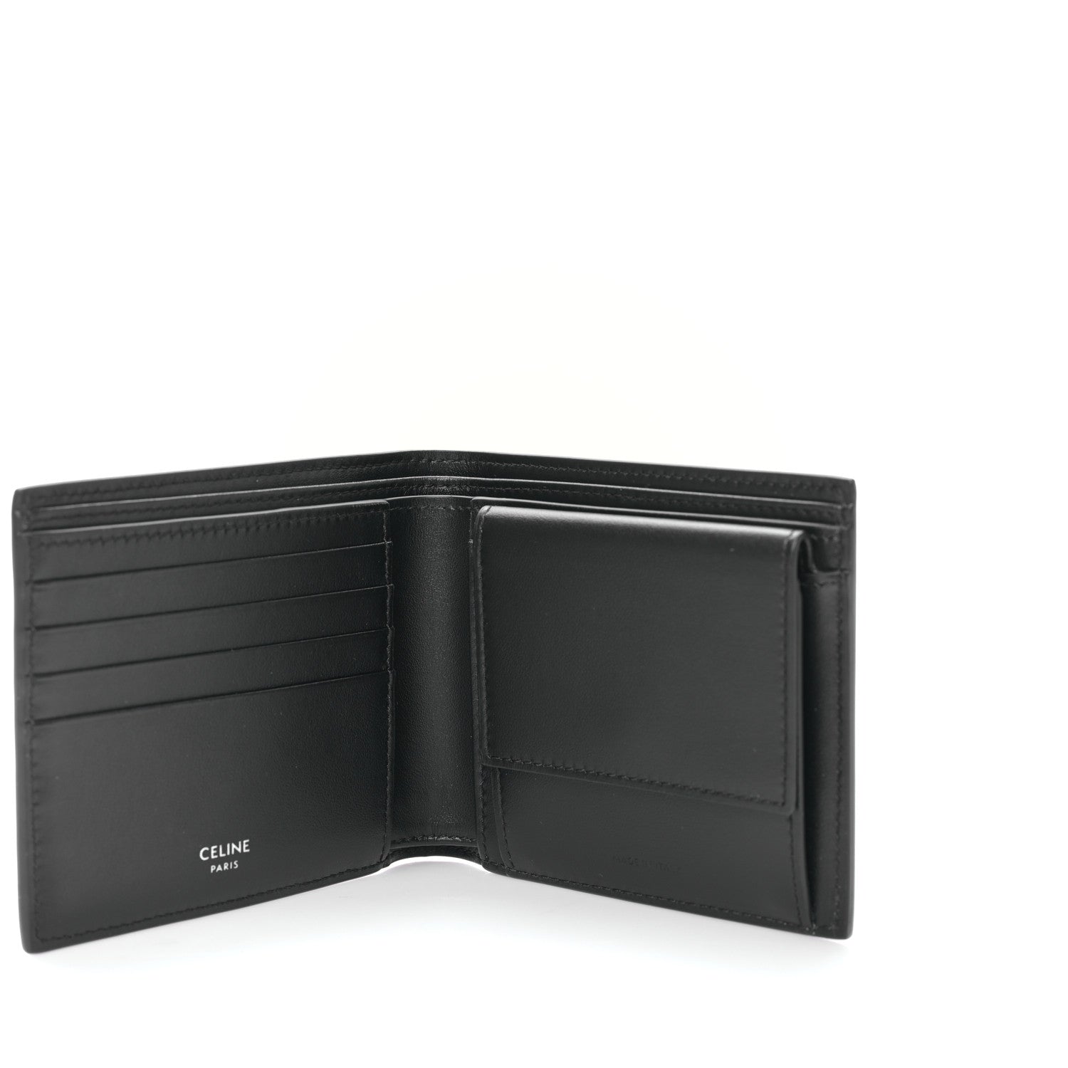Celine HOMME Calfskin Logo Bi-Fold Wallet Black 5 of 9