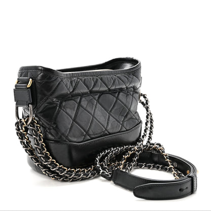 Chanel Aged Calfskin Quilted Charms Small Gabrielle Hobo Black 3 of 10
