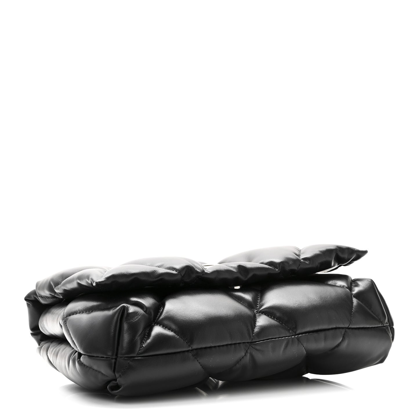Nappa Calfskin Quilted Touch B Puffy Clutch Black