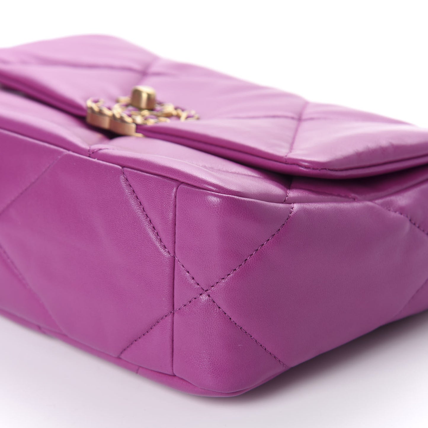Lambskin Quilted Medium 19 Flap Purple