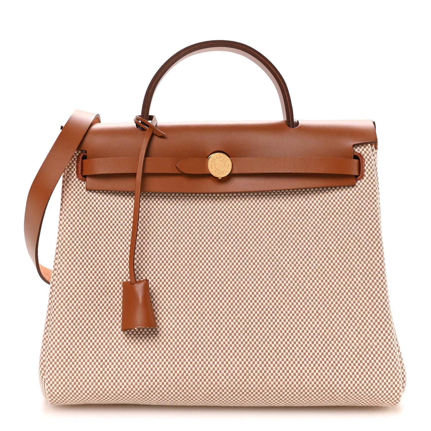 Hermes Vache Hunter Criss Viking Herbag Zip Retourne 31 PM Ecru Beige Fauve 1 of 12