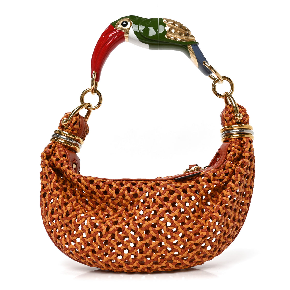 Chloe Lambskin Braided Toucan Small Bracelet Hobo Bag Crimson Orange 1 of 11