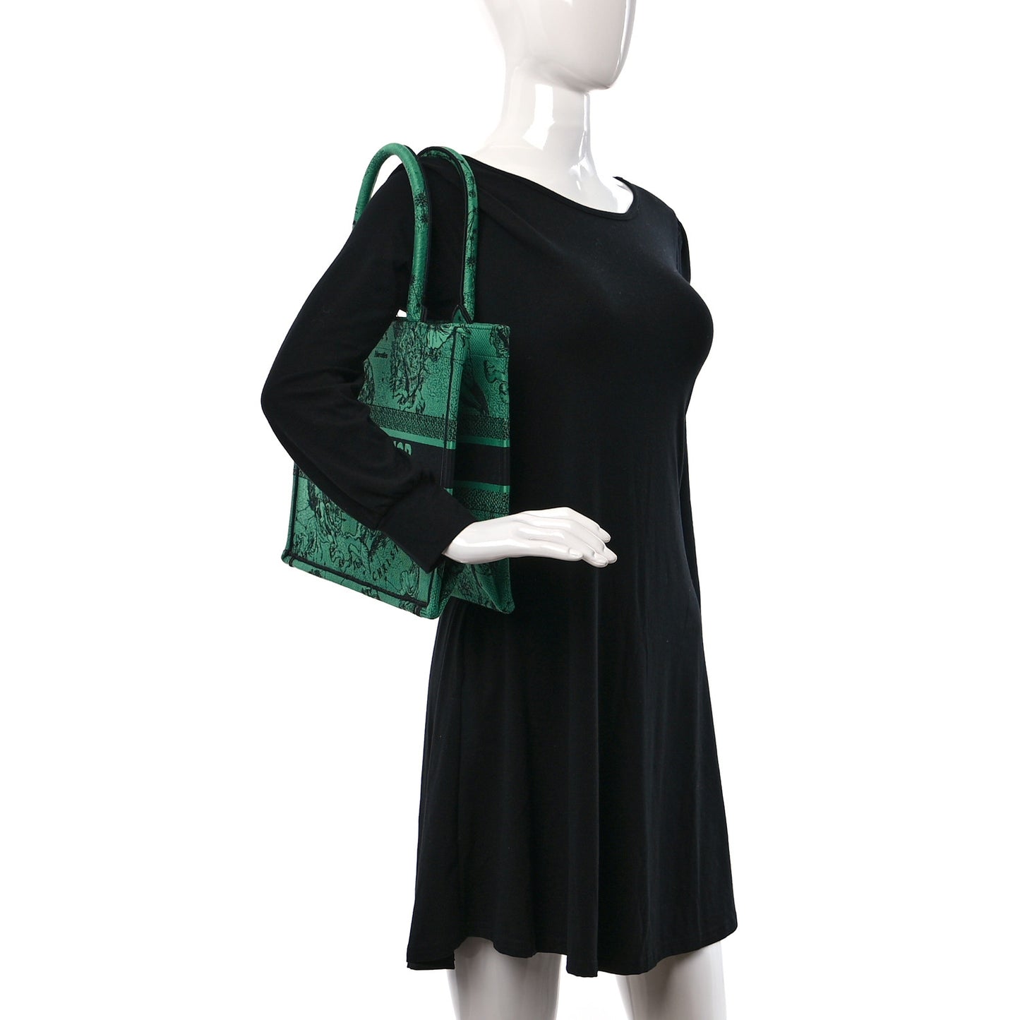 Canvas Embroidered Medium Zodiac Toile De Jouy Book Tote Green