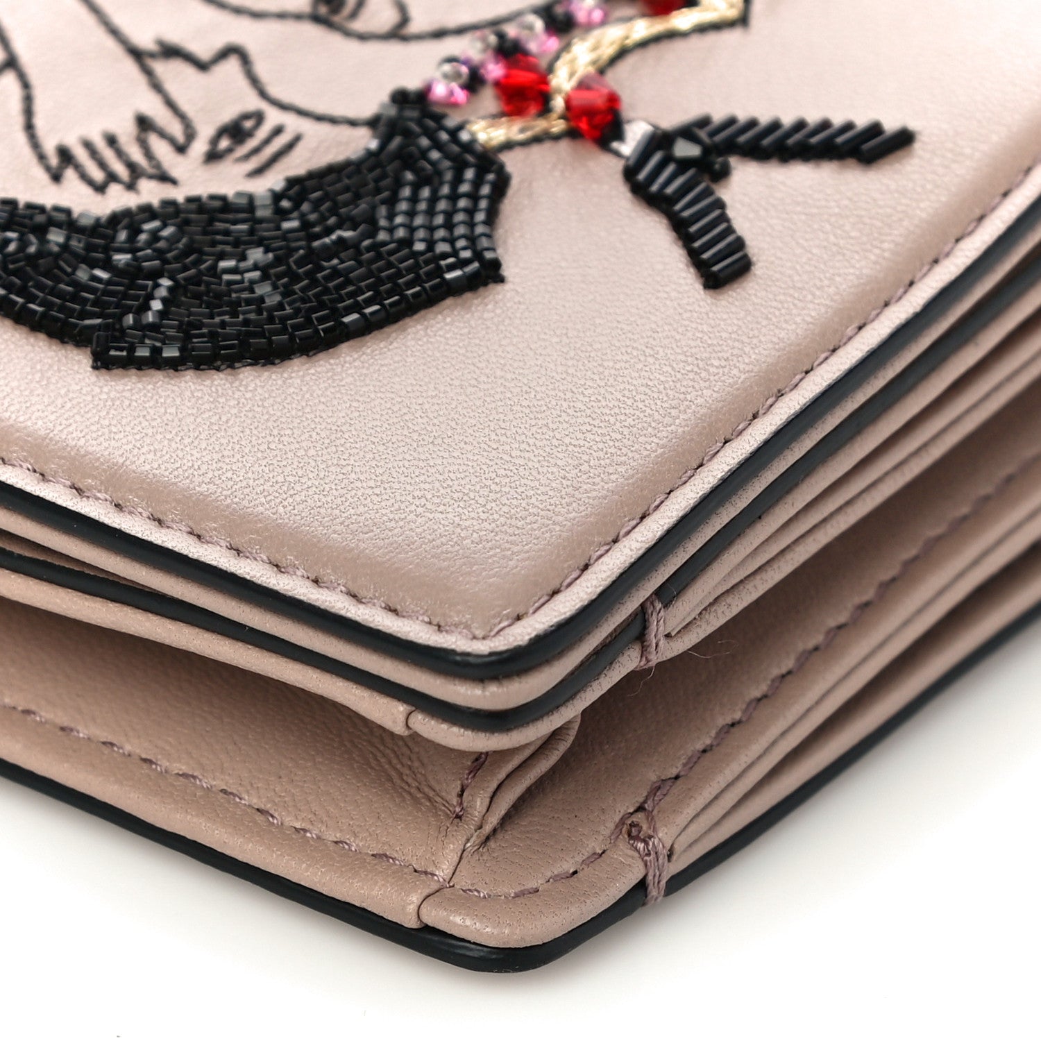 Christian Dior Lambskin Embroidered L'amoureux Tarot Pouch Clutch Vieux Rose 11 of 12