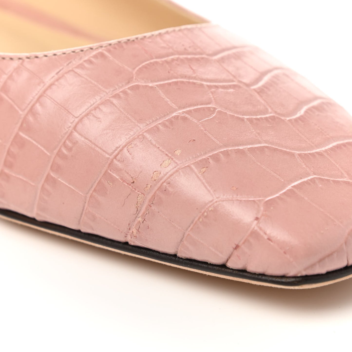 Crocodile Embossed Calfskin Mirele Ballet Flat 38 Blush