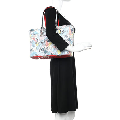 Christian Louboutin Calfskin Small Paris Shoes Cabata Tote Blue Multicolor 2 of 11