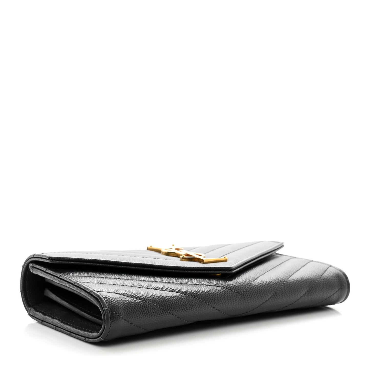 Grain De Poudre Matelasse Chevron Monogram Flap Wallet Dark Smog