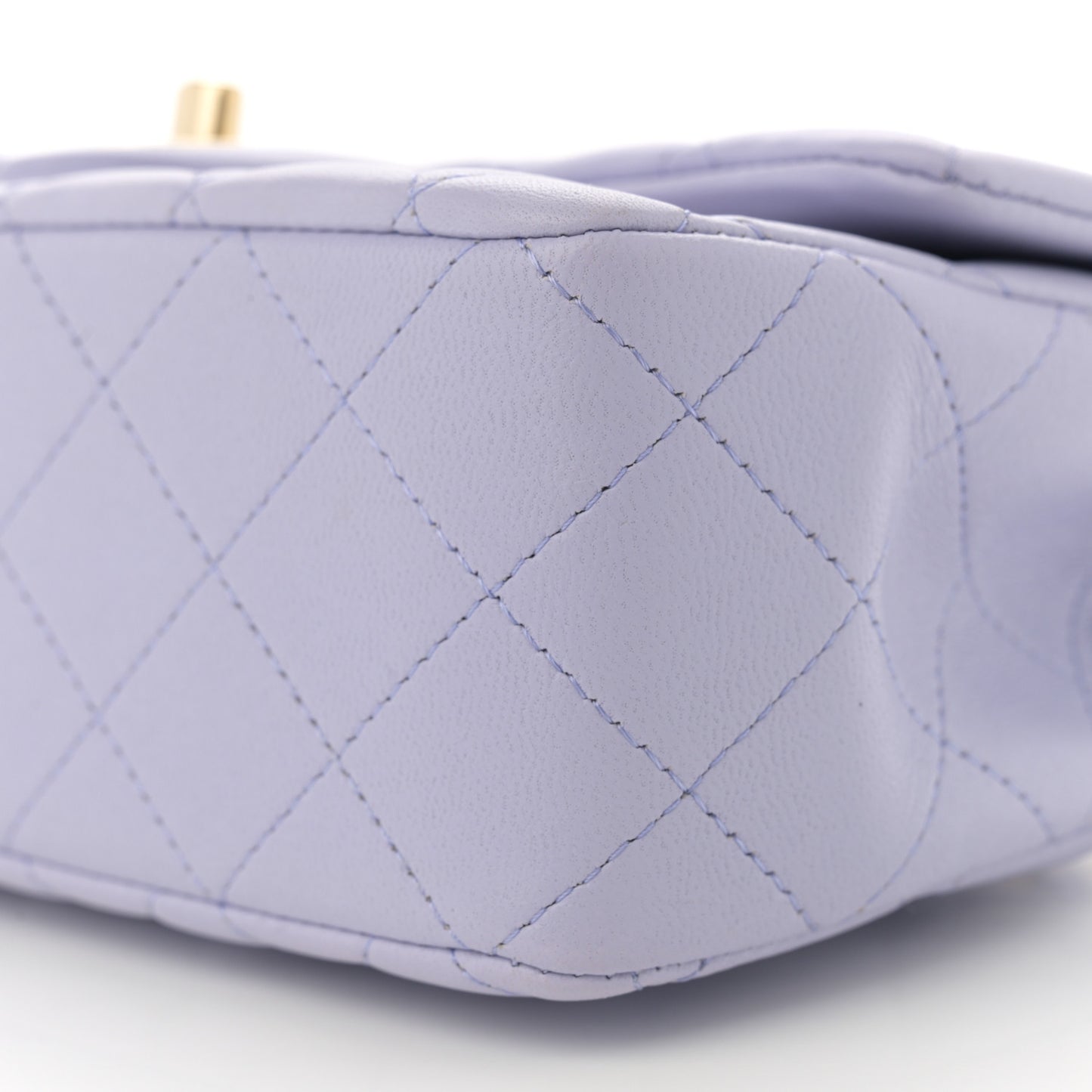 Lambskin Quilted Mini Top Handle Rectangular Flap Light Purple