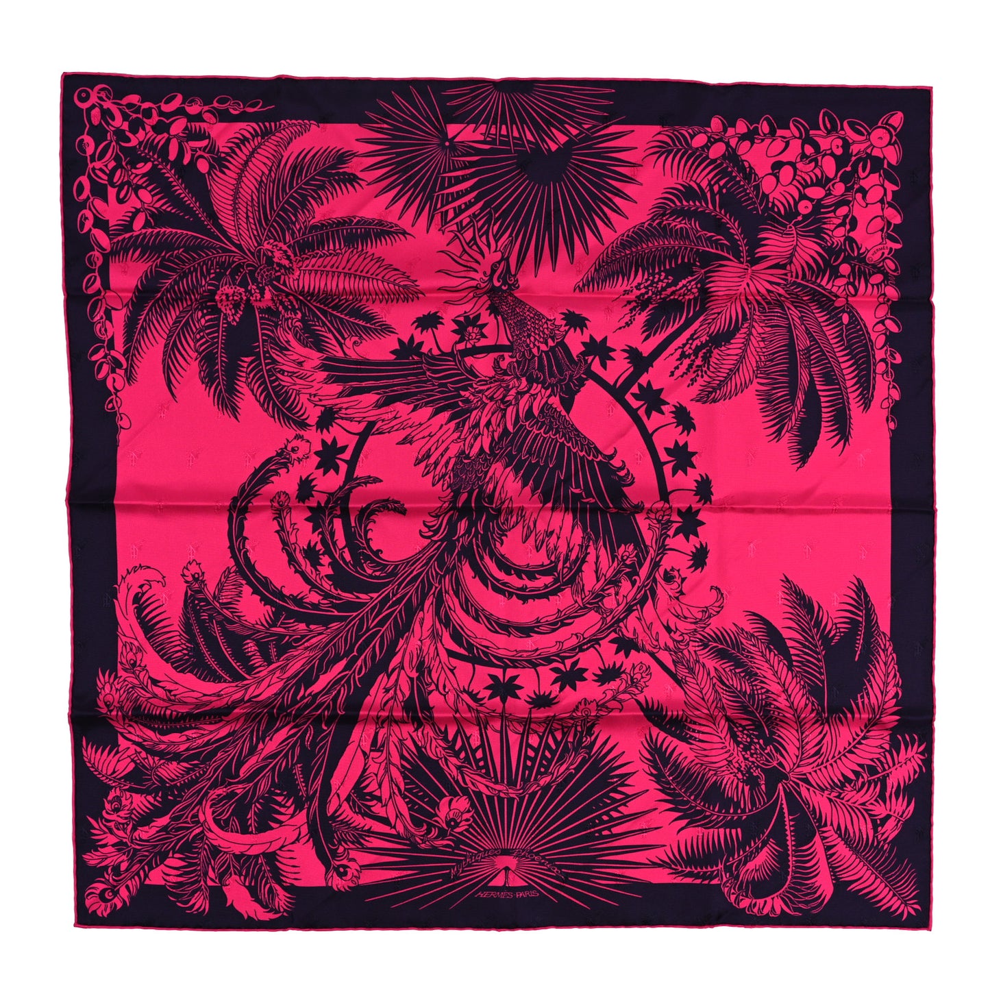 Silk Mythiques Phoenix Tattoo Scarf 70 Rose Vif Marine