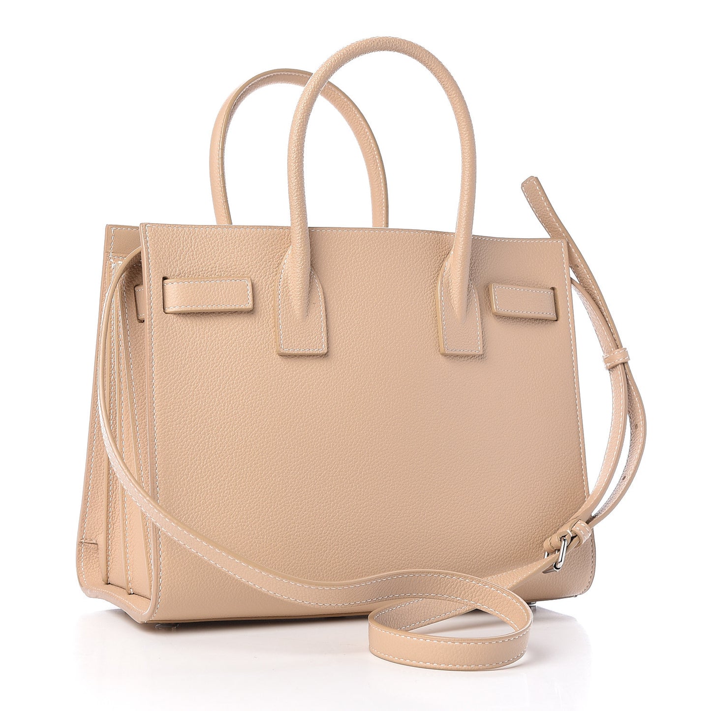Grained Calfskin Topstich Baby Sac De Jour Nude Powder