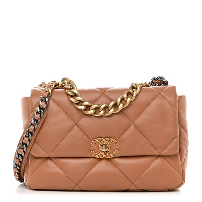 Chanel Lambskin Quilted Large Chanel 19 Flap Brown 1 of 12